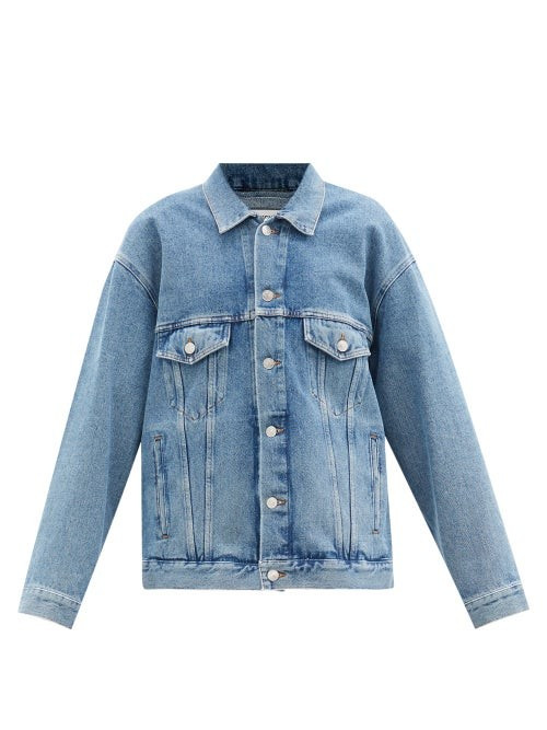 Balenciaga - Languages Logo-print Denim Jacket - Womens - Denim | Matches (US)