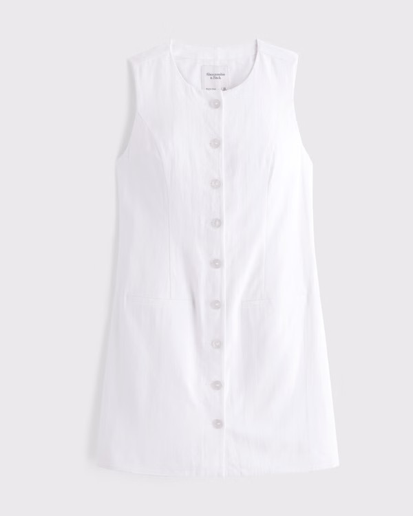The A&F Mara Linen-Blend Mini Dress | Abercrombie & Fitch (US)