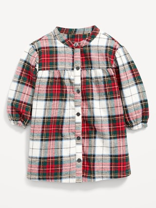 Long-Sleeve Plaid Flannel Dress for Baby | Old Navy (US)