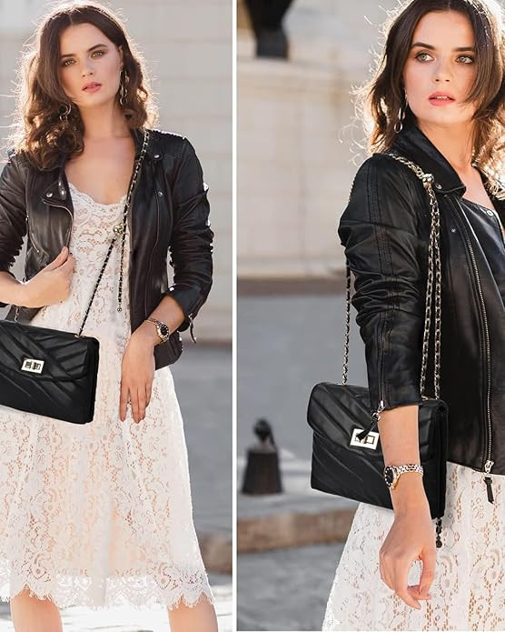 LAVTUG Quilted Leather Crossbody Bags for Women Small Purse with Gold Chain Strap Cute Shoulder P... | Amazon (US)