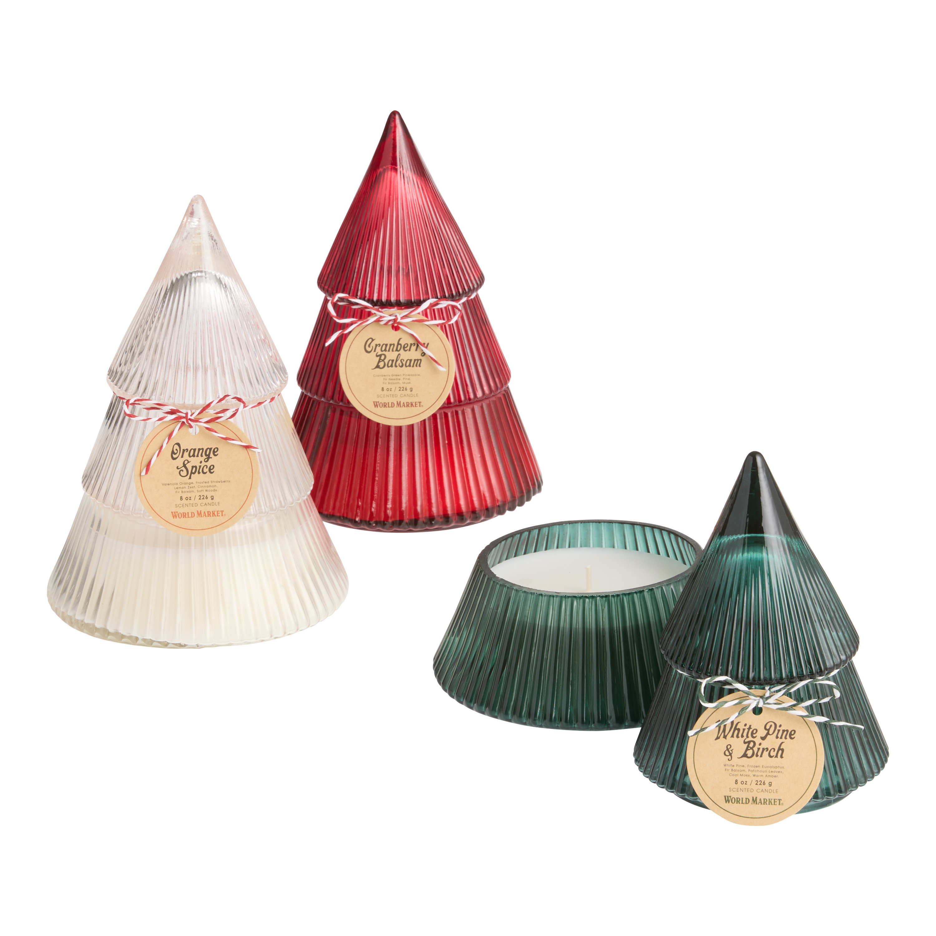 Blown Glass Ribbed Christmas Tree Scented Candle | World Market