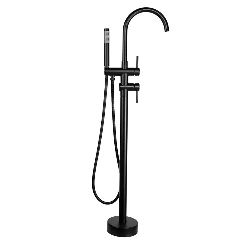 RBLD0719 2 Handle Floor Freestanding Tub Filler with Diverter | Wayfair North America