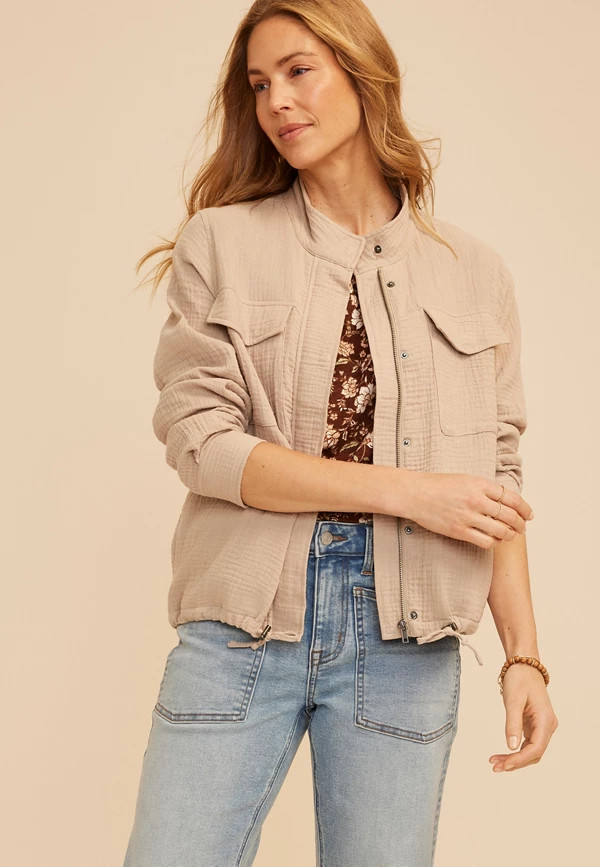 Double Cloth Cinched Jacket | Maurices