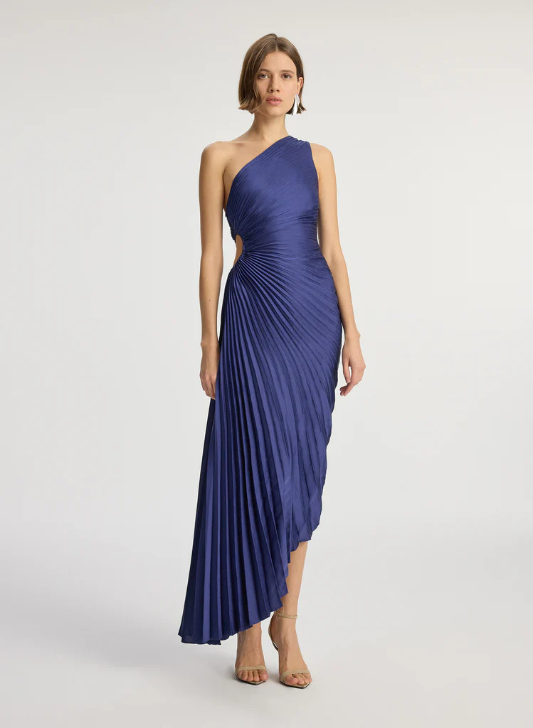 Delfina Satin Pleated Dress | A.L.C