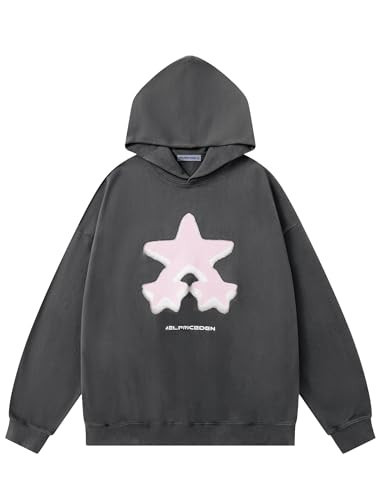 Aelfric Eden Womens Oversized Hoodie Heavyweight Vintage Streetwear Star Graphic Acid Wash Hoodies Pullover With Pockets Grey Medium | Amazon (US)