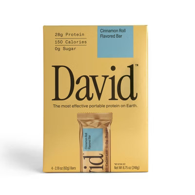 David Protein Cinnamon Roll High Protein Bars - 28g Protein - 4ct | Target
