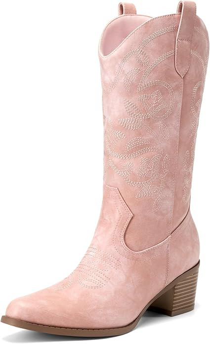 DREAM PAIRS Cowboy Boots for Women Cowgirl Western Boots Fashion Embroidery Stitched Chunky Heel ... | Amazon (US)