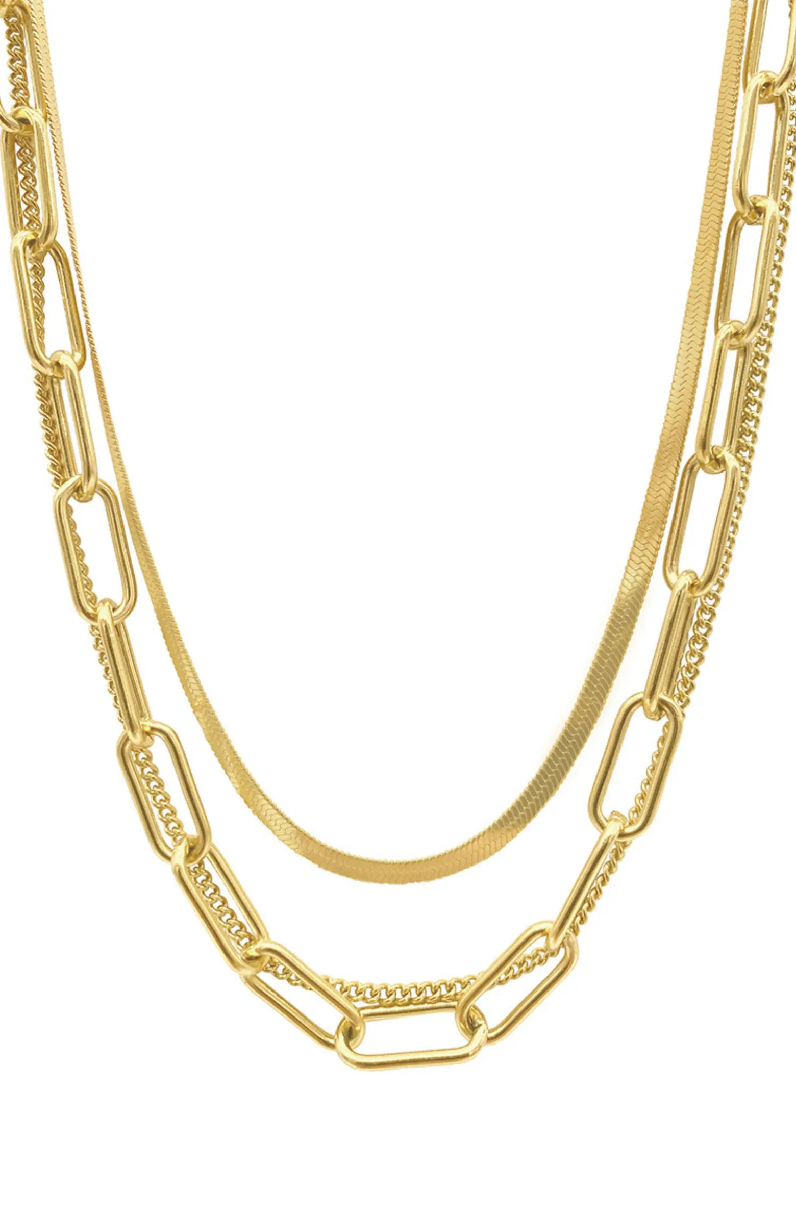 Adornia Water Resistant 14K Yellow Gold Plated Mixed Chain Layered Necklace | Nordstromrack | Nordstrom Rack