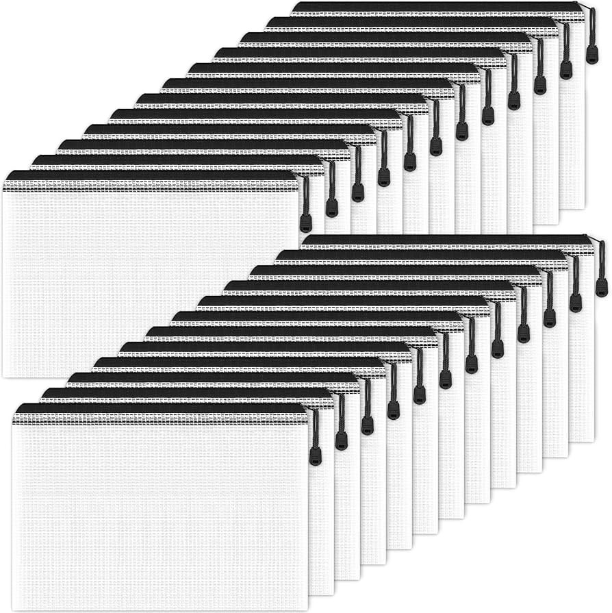 Smarpau A5 Mesh Zipper Pouch, 24 Pack 9.5" x 7.1" Plastic Zipper Pouches for Organizing, Multipur... | Amazon (US)