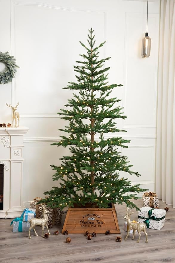 6Ft Minimalist Balsam Fir Artificial Tree with 200 LED Lights, Green | Amazon (US)