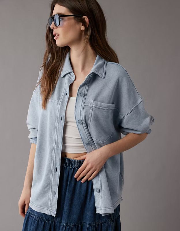 AE Oversized Fleece Shirt | American Eagle Outfitters (US & CA)