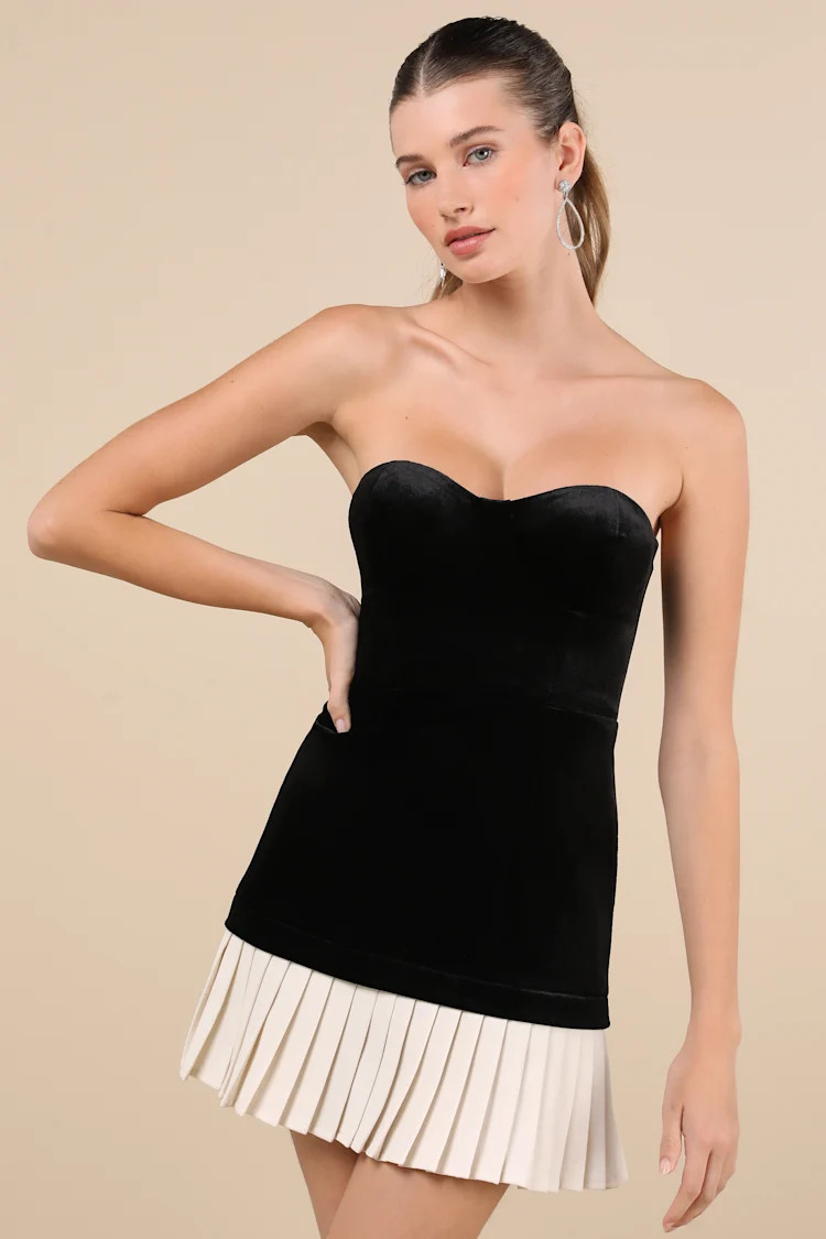 Elevated Invite Black Velvet Strapless Mini Dress | Lulus