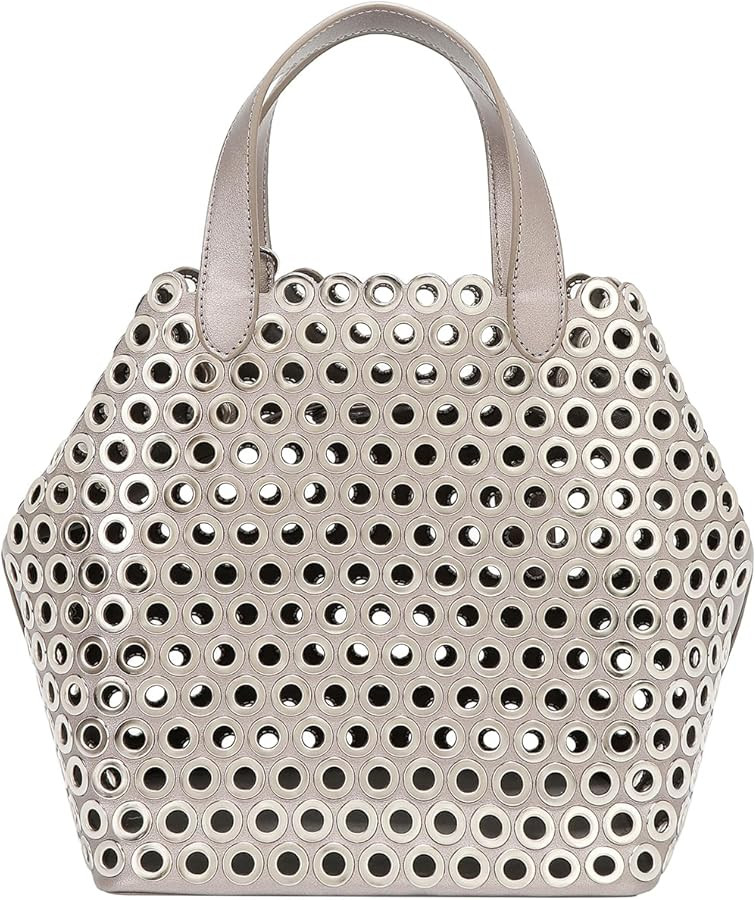 Nicole Lee Grommet Edge Satchel Bag, Vegan Leather, Modern Edgy Style, Silver-tone Hardware,shoul... | Amazon (US)
