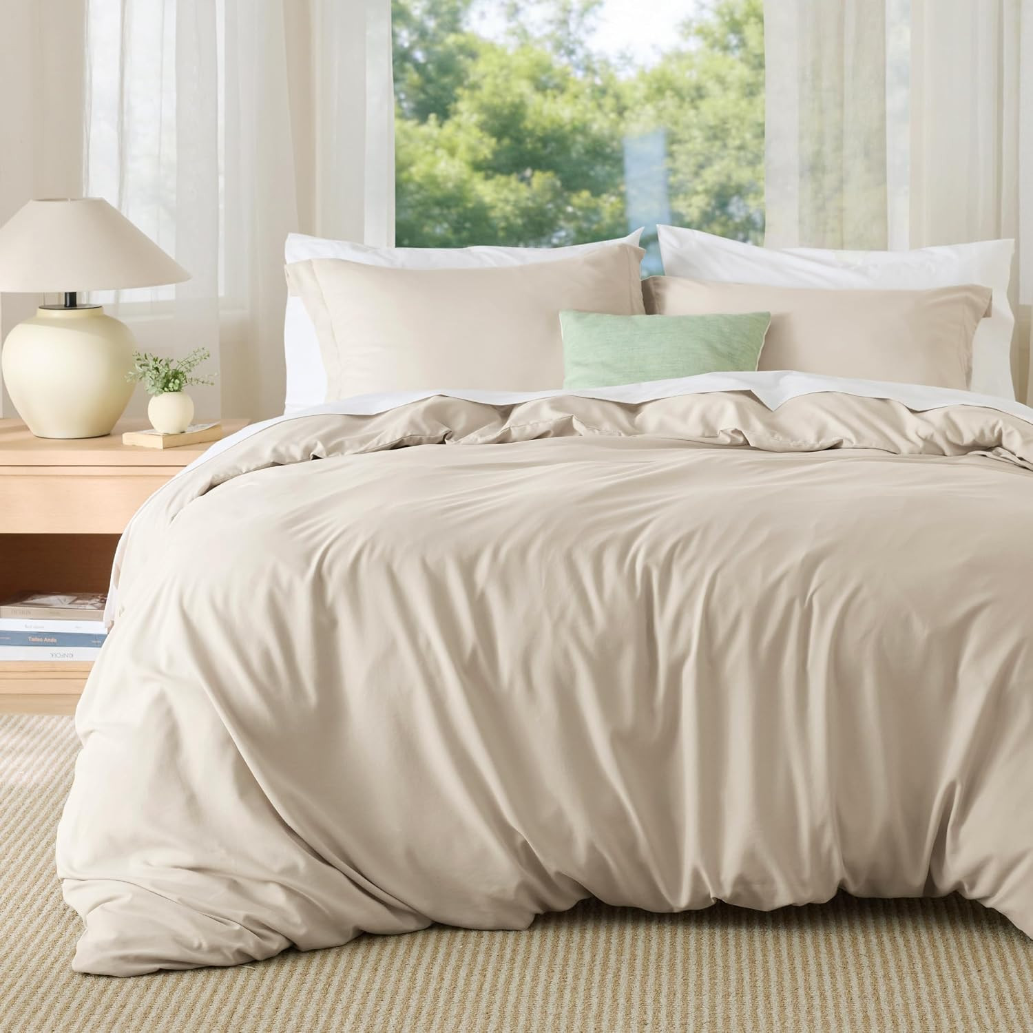 Bedsure Duvet Cover Queen Size, 3Pcs Soft Double Brushed Bedding Set, Linen | Amazon (US)
