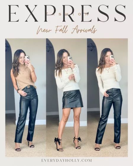 New fall arrivals are perfect for holiday events, date night, work, office. These faux leather pants & skort are amazing! Perfect for petites! The leather pants come in short regular, and long length. Wearing 0 short. Skort size 2 Reversible belt, black and white with gold. Sleeveless sweater vest with sparkles is perfect for holiday. Events. Size XS. Off the shoulder sweater XS. Perfect for Thanksgiving or Christmas. Holiday outfit, date night, outfit, petite over 40 outfit idea fall fashion, trends heels, special occasion heels with bow TTS

#LTKSeasonal #LTKstyletip #LTKHoliday