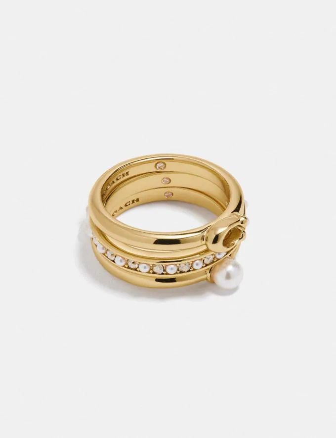 classic crystal pearl ring set | Coach (US)