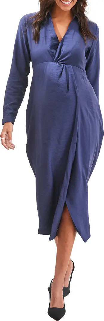 Angel Maternity Camille Long Sleeve Midi Maternity Dress | Nordstrom | Nordstrom