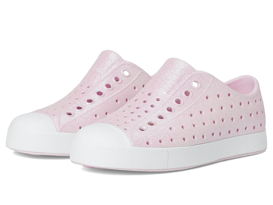 Native Shoes Kids Jefferson Bio-Bling (Little Kid/Big Kid) Kid's Shoes Barely Pink Bling/Shell White : 6 Big Kid M, Synthetic | Zappos