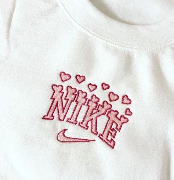 Heart Flame Pink Outline Valentines Day Embroidered Crewneck | Etsy | Etsy (US)