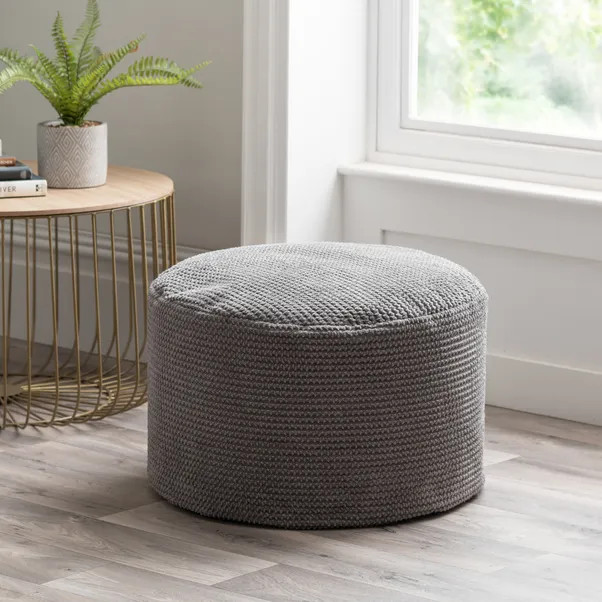 Jenson Charcoal Waffle Pouffe | Dunelm (migrated)