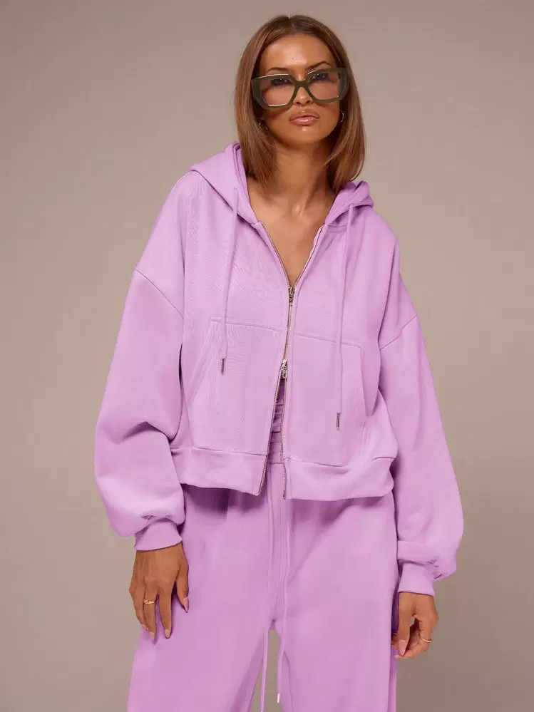 MUSERA Double Zip Through Hoodie Long Sleeve Tops | SHEIN