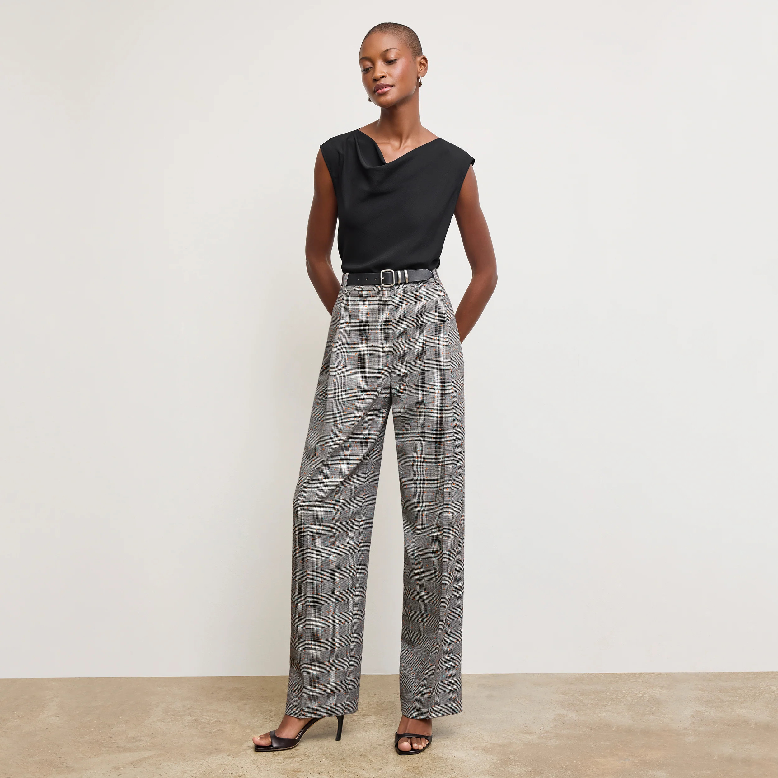 Rina Sculptural Pant - Sharkskin :: Mixed Check | MM LaFleur