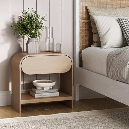 Nathan Jamea Iris Mid-Century Modern Nightstand with Drawer, End Table with Storage for Bedroom o... | Amazon (US)