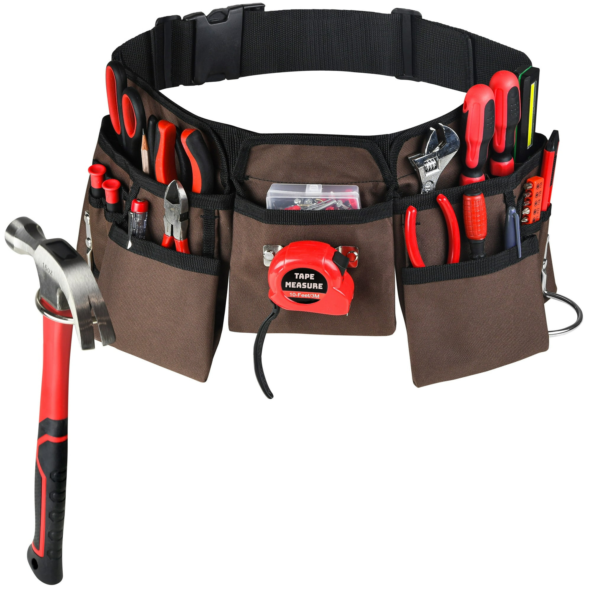 19 Pocket Brown and Black Heavy Duty Construction Tool Belt, Work Apron, Tool Pouch, with Poly We... | Walmart (US)