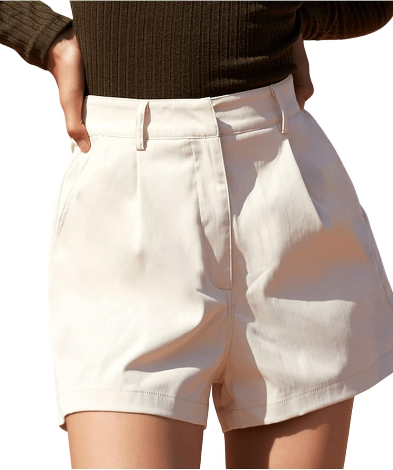 Floerns Women's Casual Solid High Waist Wide Leg Shorts with Pocket | Amazon (US)