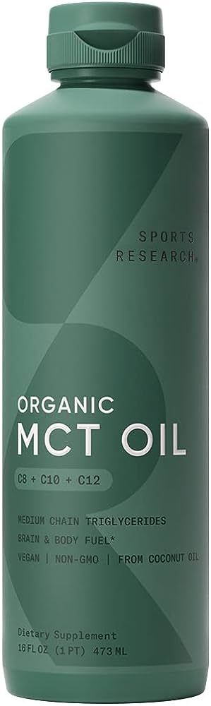 Sports Research Organic MCT Oil - Keto & Vegan MCTs C8, C10, C12 from Coconuts - Fatty Acid Brain... | Amazon (US)