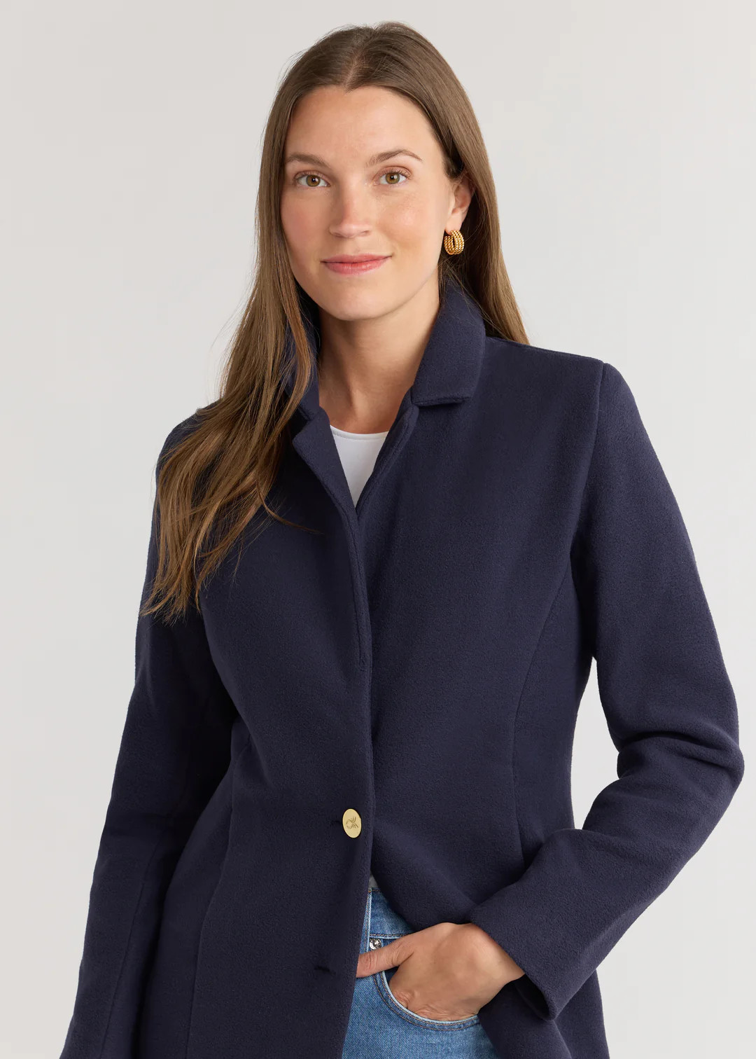 Wellington Blazer in Vello Fleece (Navy) | Dudley Stephens