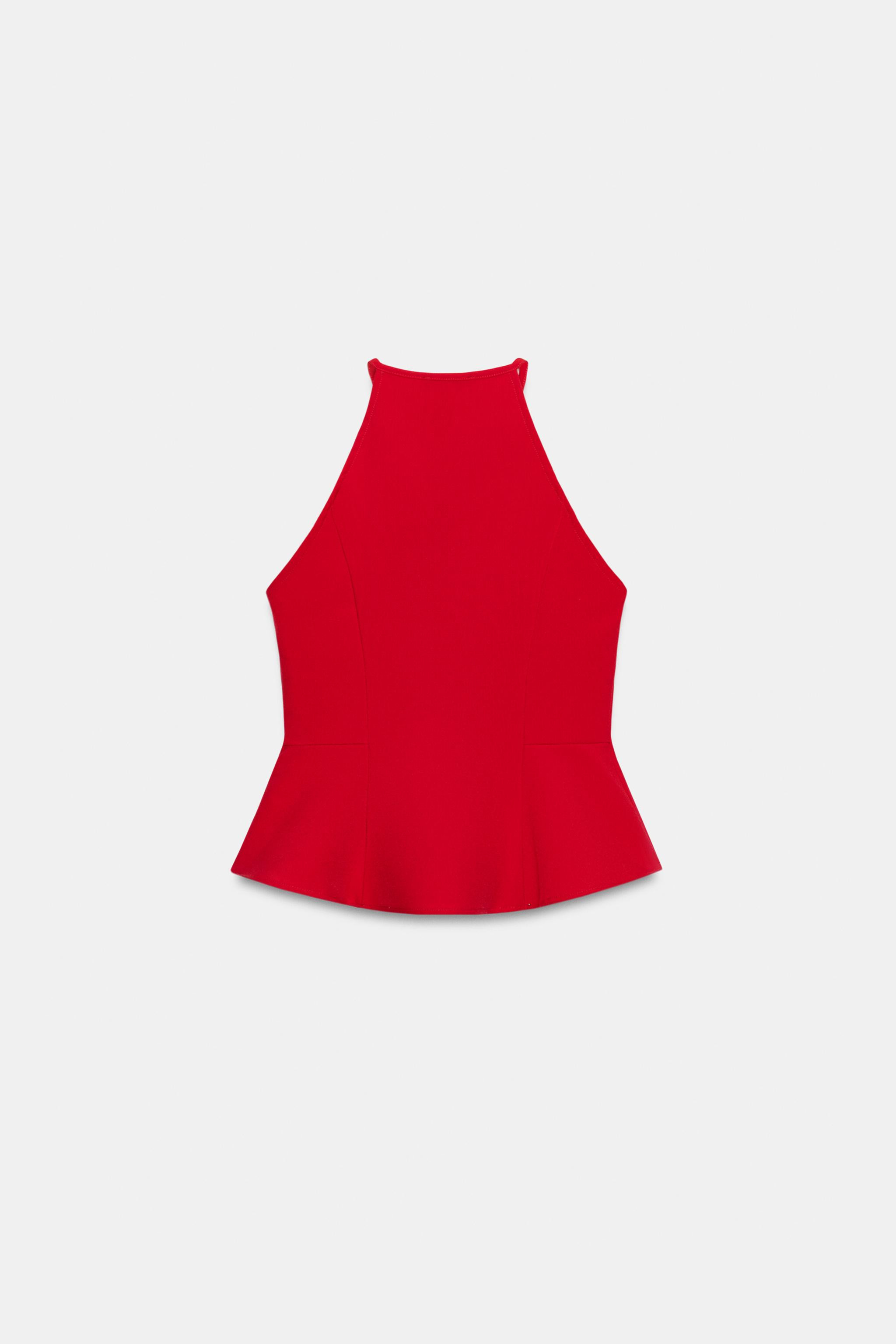 BOW HALTER PEPLUM TOP | Zara US