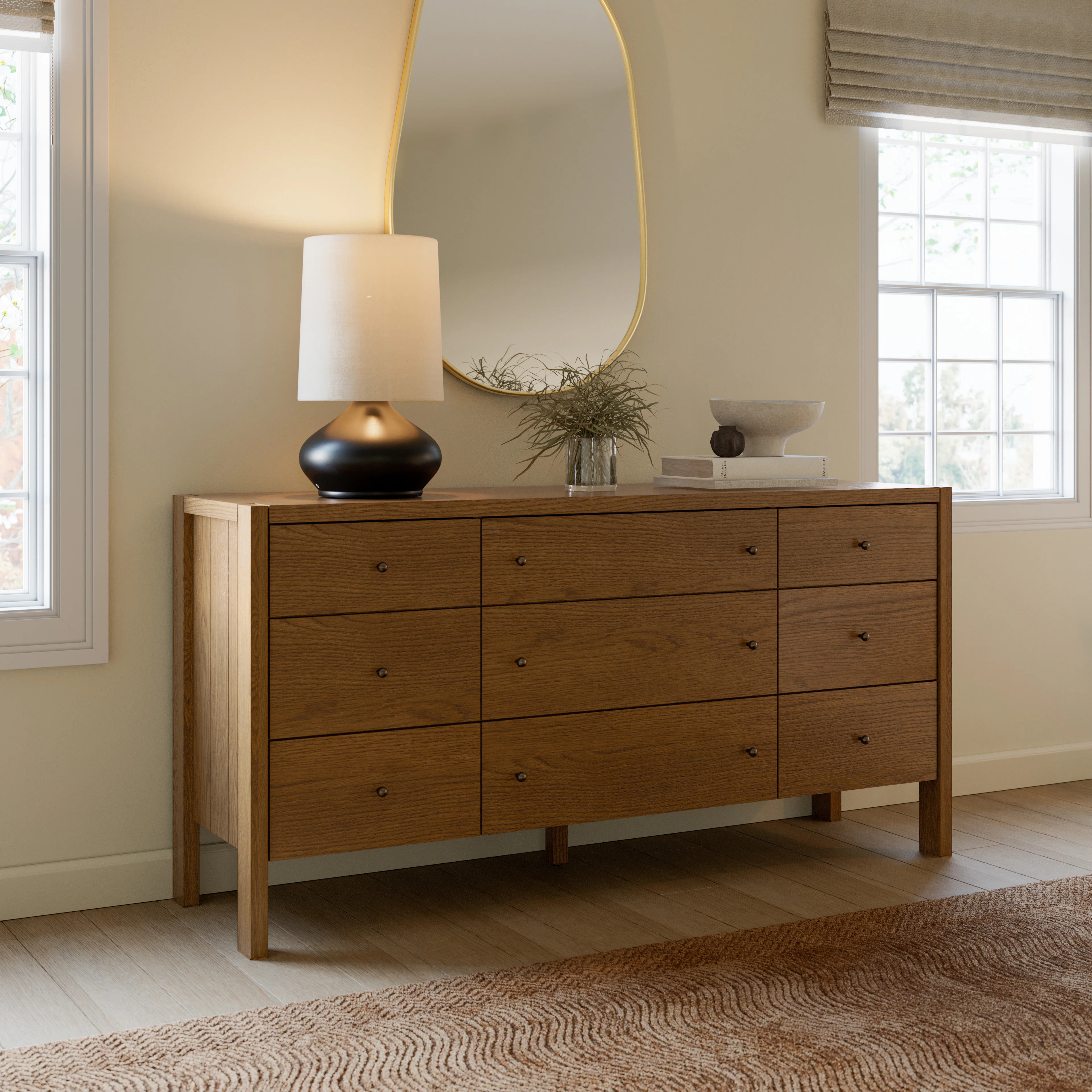Cassie 9-Drawer Triple Dresser - Smoked Oak | Article