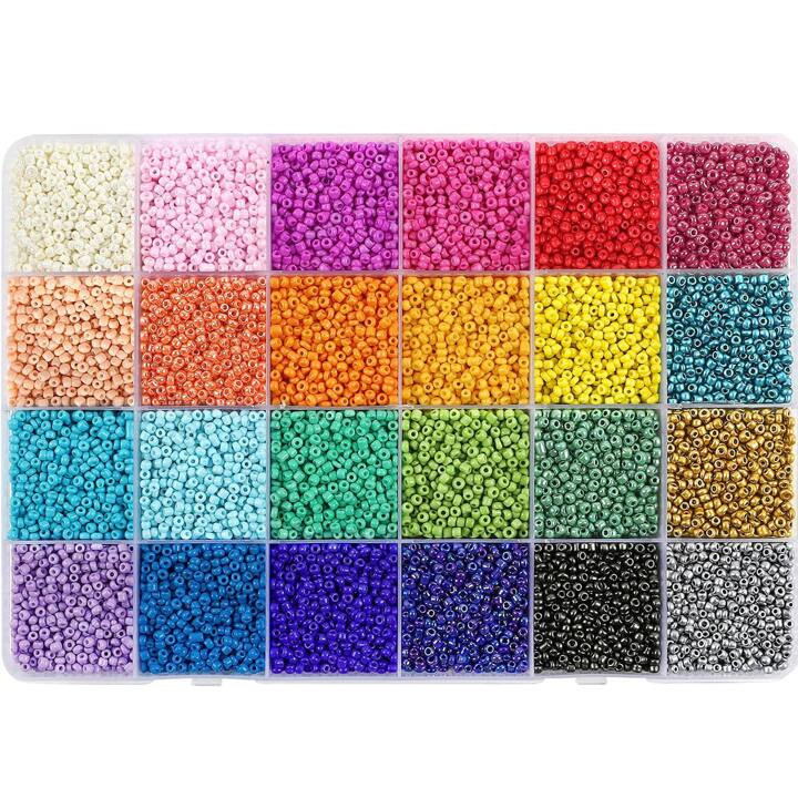 1 Caixa 2Mm Pequeno Vidro Semente Miçangas , 24 Aleatória Cores Artesanal Miçangas Para Pulsei... | SHEIN