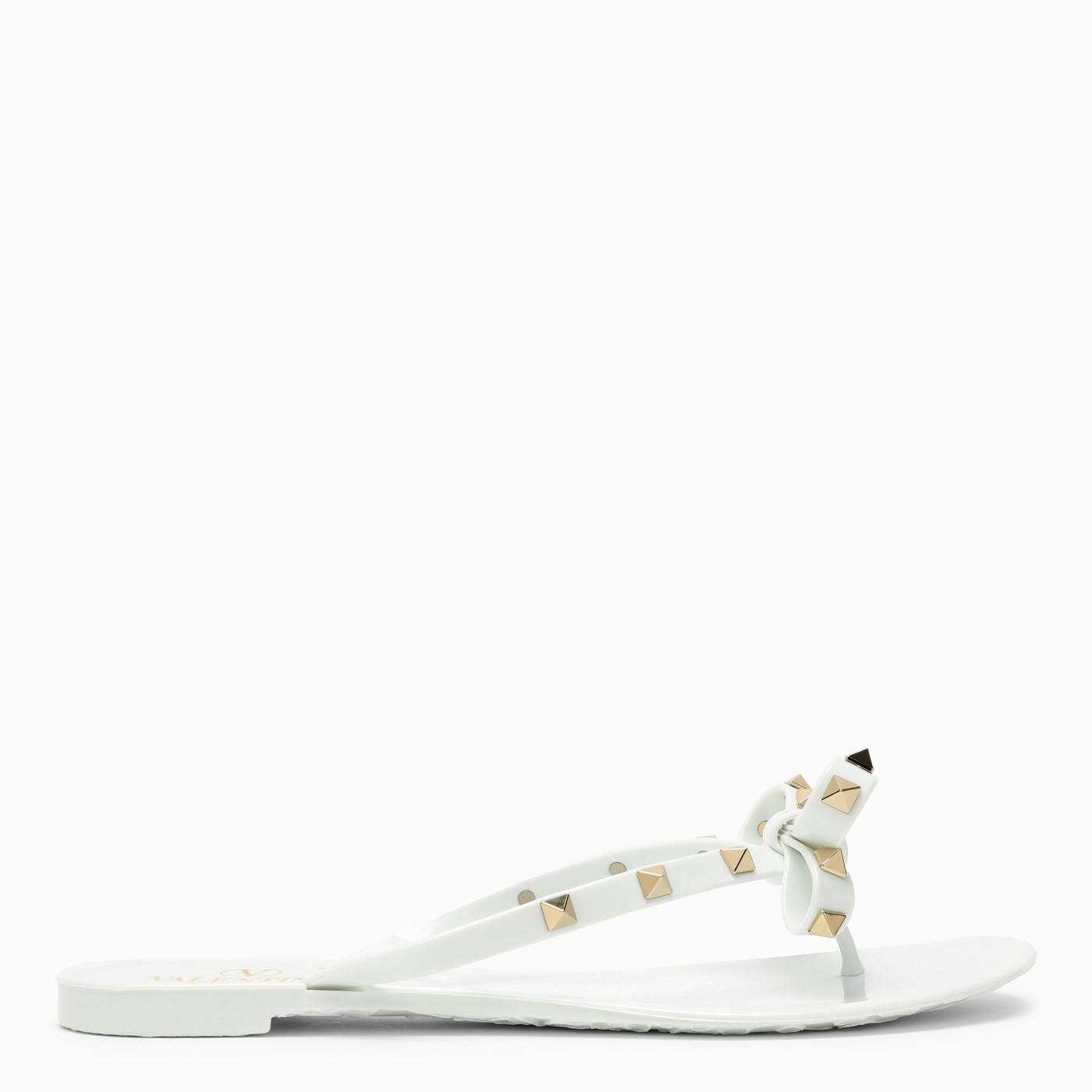 White rubber Rockstud flip-flops | The Double F