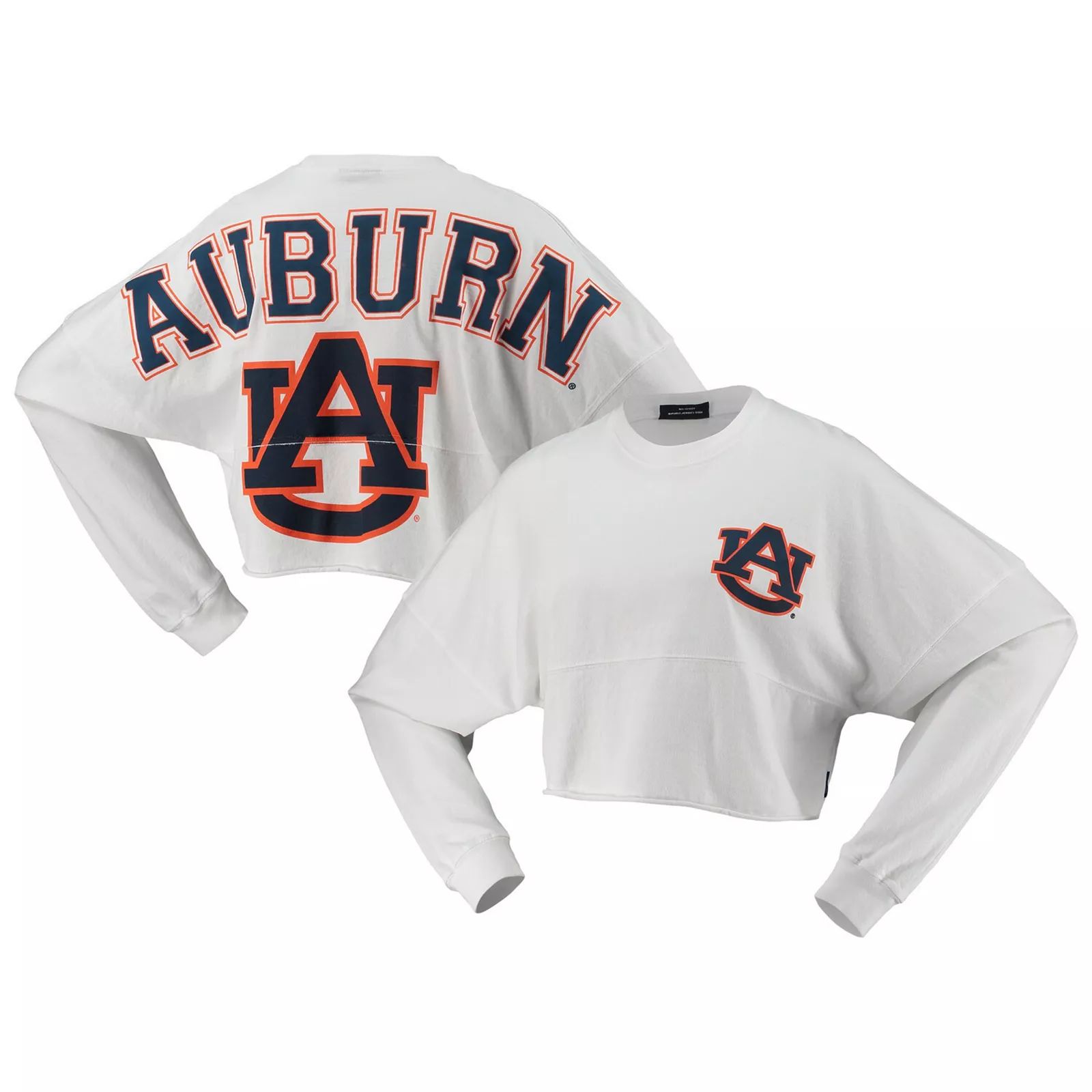 Women's White Auburn Tigers Raw Hem Cropped Spirit Jersey Long Sleeve T-Shirt, Size: 2XL | Kohl's
