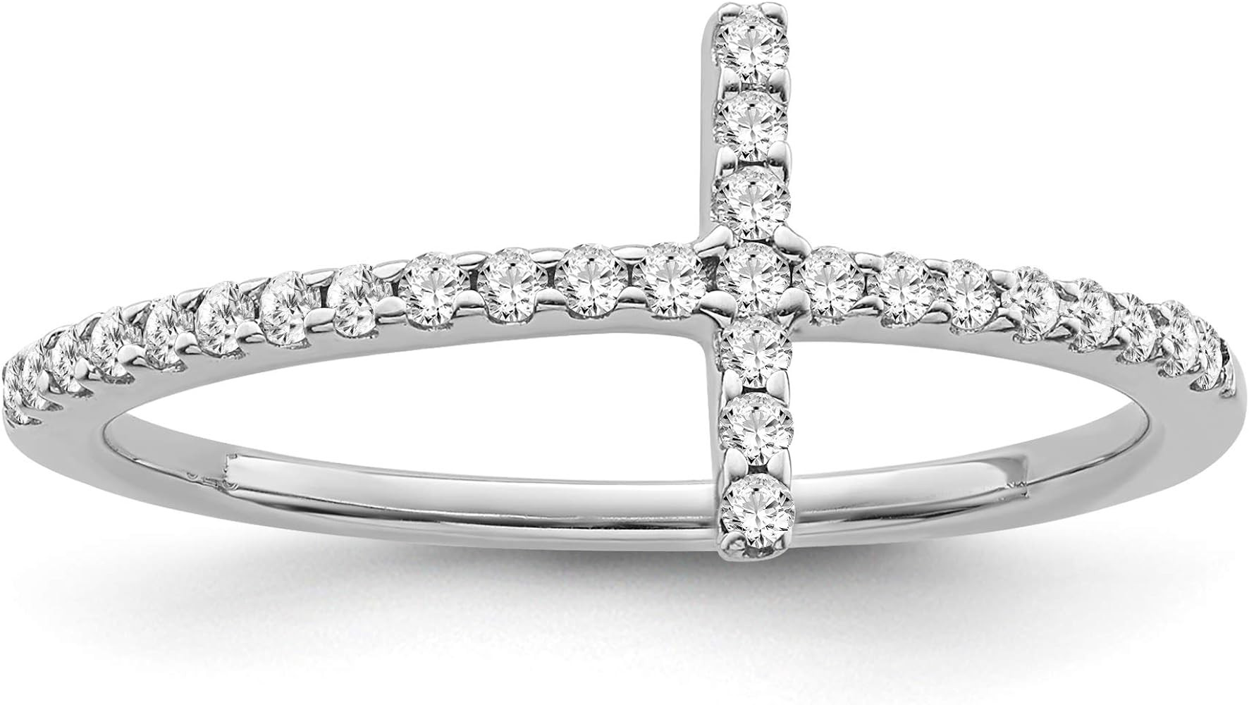 ARAIYA FINE JEWELRY 10k Gold or Silver Diamond Cross Band Ring (1/6 cttw, I-J Color, I2-I3 Clarit... | Amazon (US)