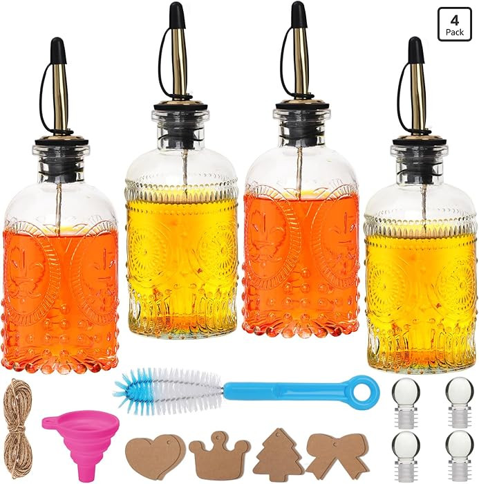 7oz Glass Coffee Syrup Dispenser, 4-Pack Complete Set with Funnel, Brush, Stoppers & Accessories ... | Amazon (US)