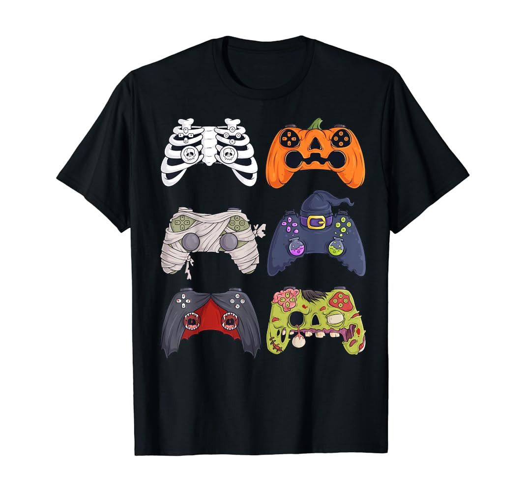 Halloween Skeleton Zombie Gaming Controllers Mummy Boys Kids T-Shirt | Amazon (US)