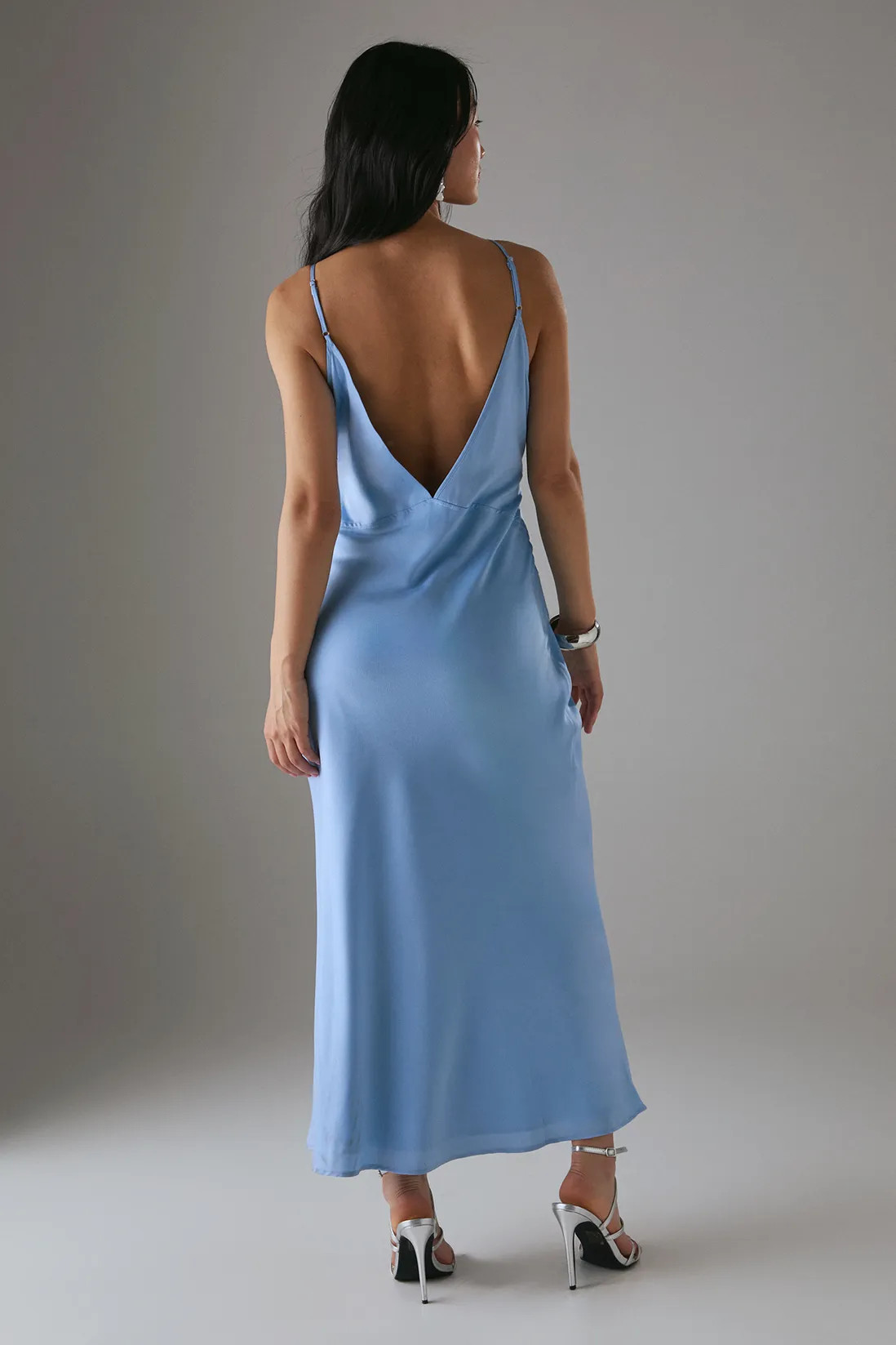 Petite Satin Strappy Tie Front Maxi Slip Dress | Boohoo.com (UK & IE)