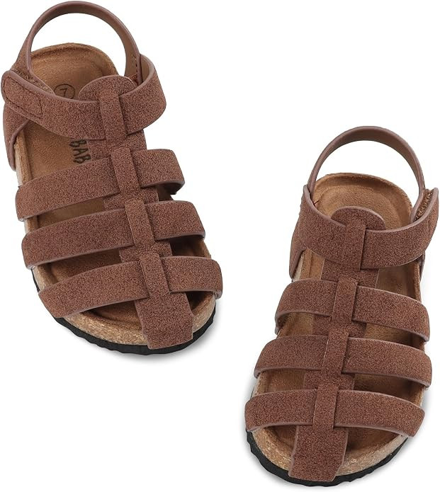 Wulubaba Toddler Boy Sandals Closed Toe Hook Loop Baby Boy Shoes | Adjustable Extended Strap, Lig... | Amazon (US)
