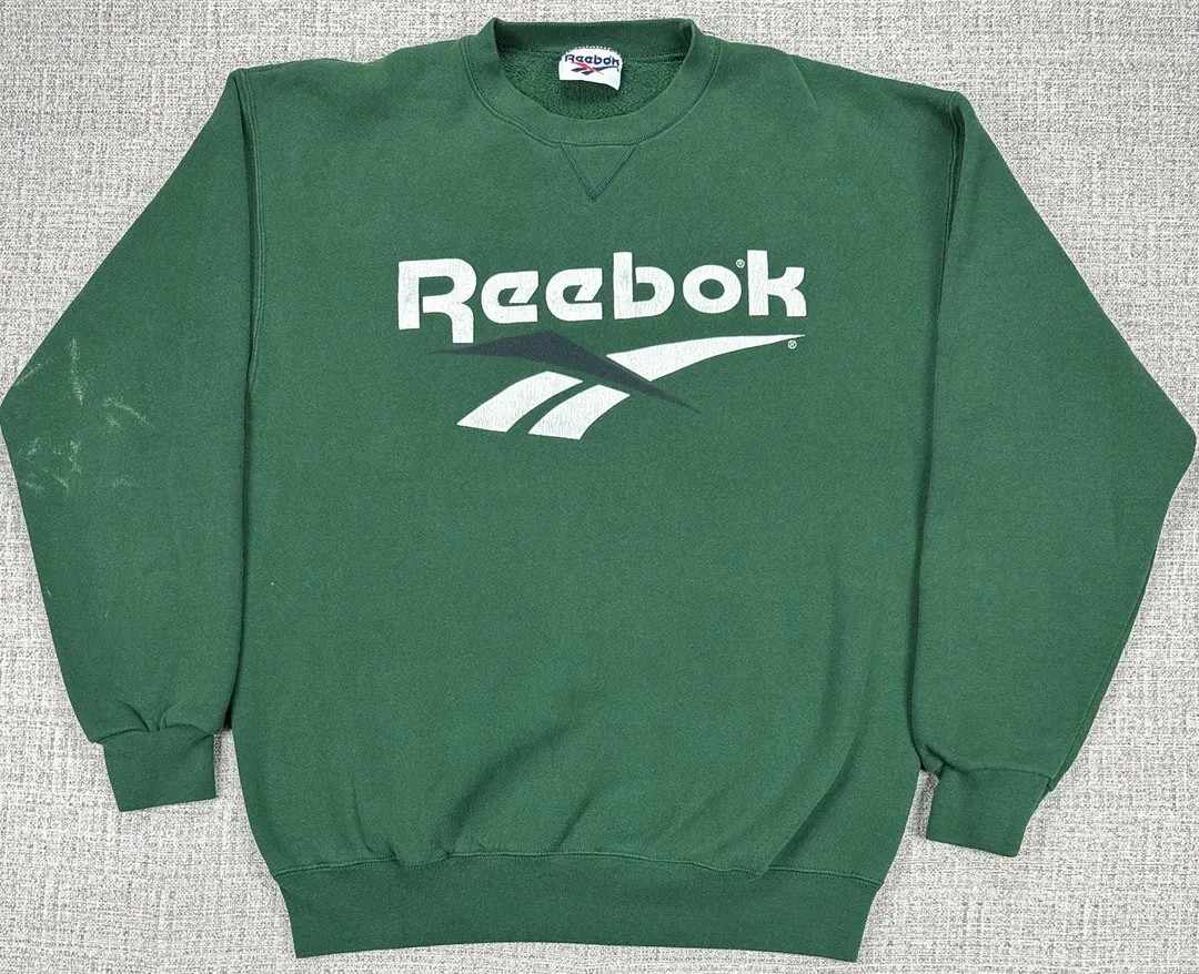 Vintage Reebok Sweatshirt Mens Large Green Big Logo Crewneck Fleece 90s - Etsy | Etsy (US)