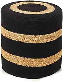 REDEARTH Cylindrical Pouf Foot Stool Ottoman | Cotton and Jute Braided Boho Pouffe Poof Accent Be... | Amazon (US)