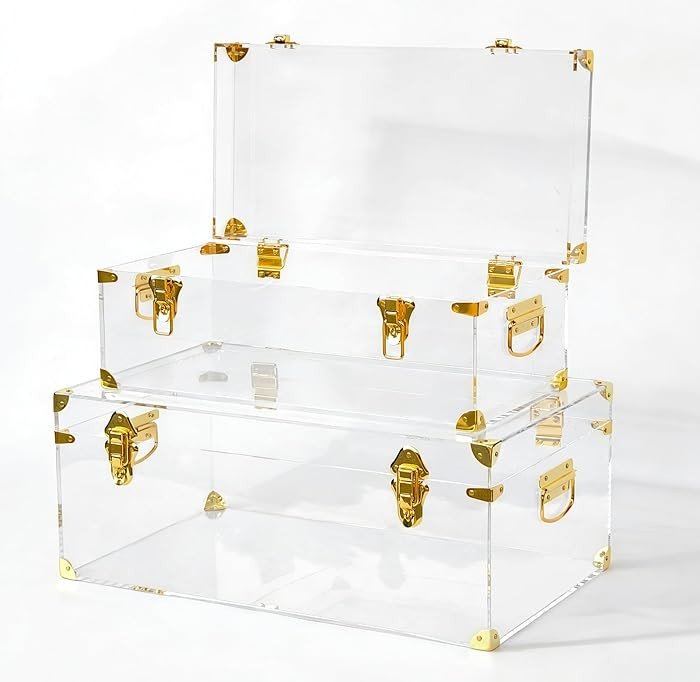 Vixdonos Acrylic Storage Chest Decorative Trunk Set of 2 Keepsake Box College Dorm Organizer with... | Amazon (US)
