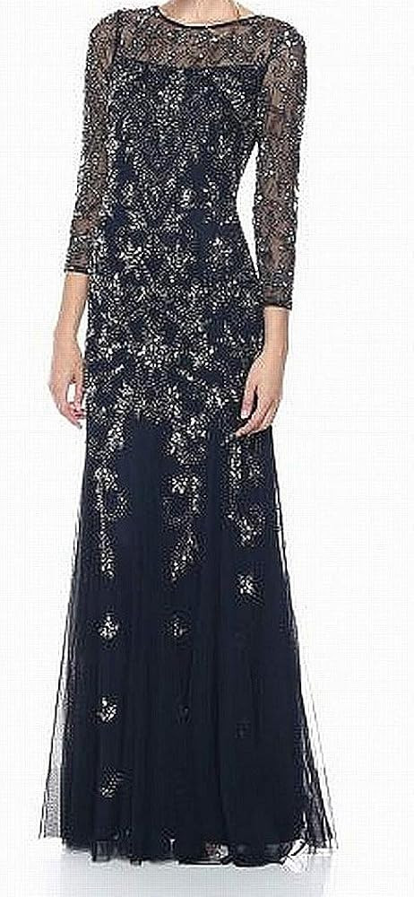 Adrianna Papell Women's Long Sleeve Bead Dress | Floor Length Formal Gown with Intricate Beading ... | Amazon (US)