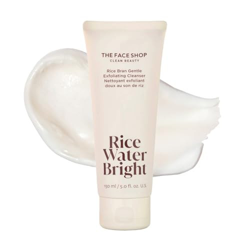 The Face Shop Rice Water Bright Rice Bran Gentle Exfoliating Cleanser - Hydrating, Moisturizing & Brightening Face Cleanser - Vegan Exfoliating Face Wash Face Scrub - Korean Skin Care Face Exfoliator | Amazon (US)