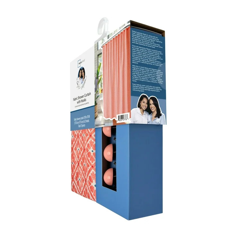 Mainstays by Becky G. & Alejandra 13-Piece Geometric Tile Fabric Shower Curtain Set | Walmart (US)