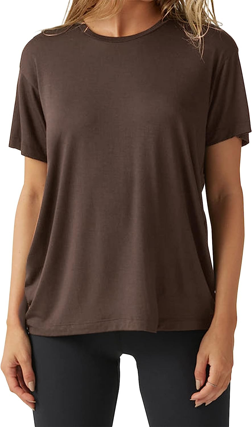 MISSACTIVER Women Boyfriend Short Sleeve Top Loose Crewneck Basic Tee Shirt Casual Drop Shoulder ... | Amazon (US)