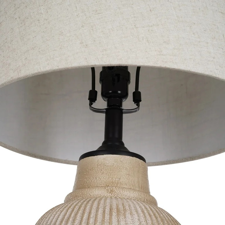 My Texas House 24.25'' Table Lamp with White Fabric Drum Shade Transitional Table Light Fixture f... | Walmart (US)