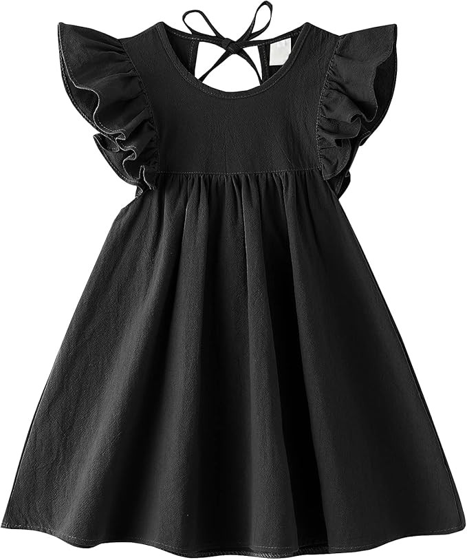 Dutebare Toddler Baby Girl Dress Cotton Linen Ruffle Halter Sleeveless Dresses Kids Summer Sundre... | Amazon (US)